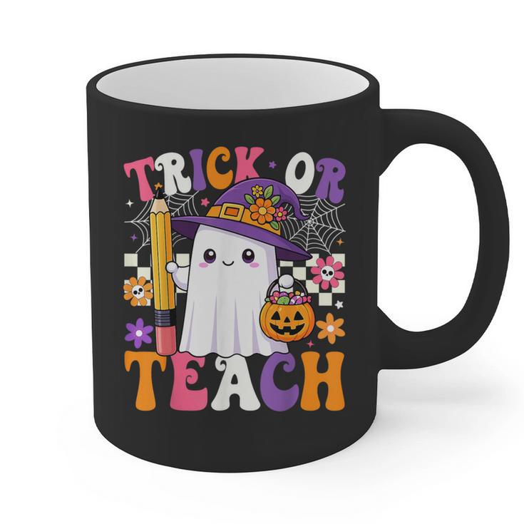 Trick Or Teach Teacher Pencil Ghost Halloween Teacher Graphic Print Coffee Mug