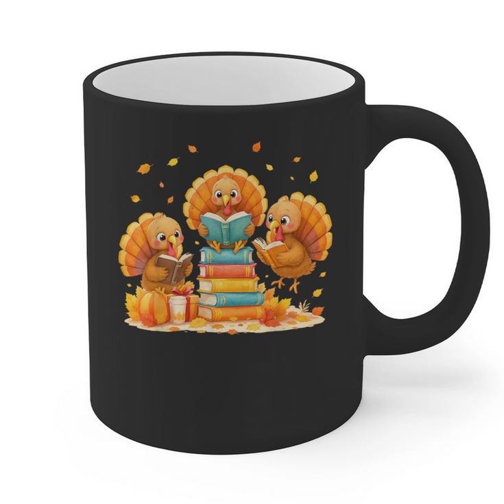 Turkey Read Books Reading Fall Thanksgiving Teacher Graphic Print Coffee Mug