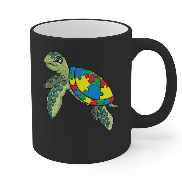 Turtle Puzzle Pieces For Autism Awareness Kids Women Teacher Graphic Print Coffee Mug