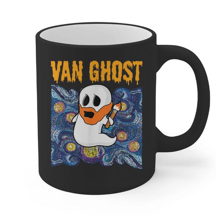 Van Ghost Art Teacher Halloween Van Gogh Starry Night Graphic Print Coffee Mug