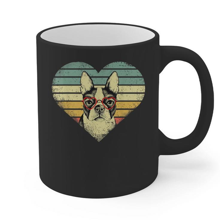 Vintage American Boston Terrier Lovers Valentine's Day Graphic Print Coffee Mug, American Boston Terrier Gifts, trending gift
