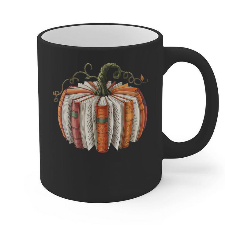 Vintage Book Pumpkin Autumn Fall Librarians Bookworm Teacher Graphic Print Coffee Mug