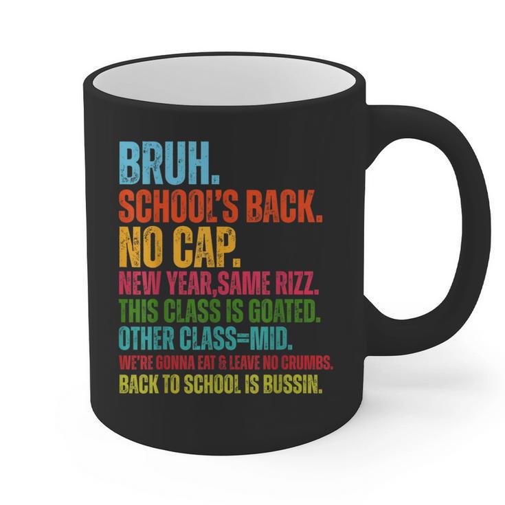Vintage Bruh We Back No Cap Bruh We'Re Back Student Teacher Graphic Print Coffee Mug