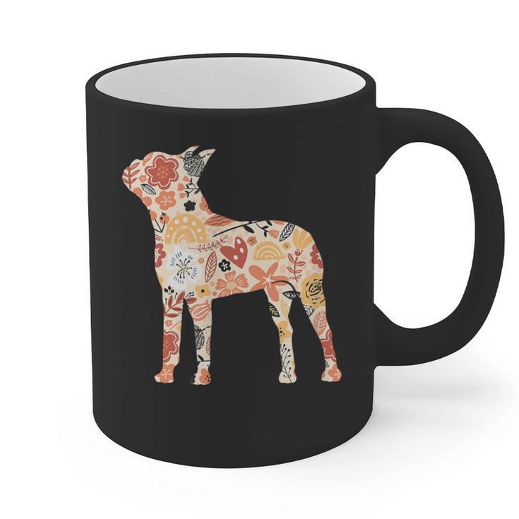 Vintage Floral Boston Terrier For Dog Lover Graphic Print Coffee Mug