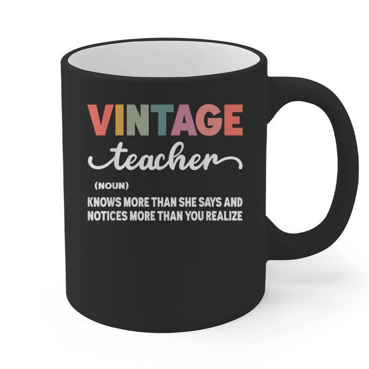 Vintage Teacher Knows More Than She Says Outfit Definition Graphic Print Coffee Mug