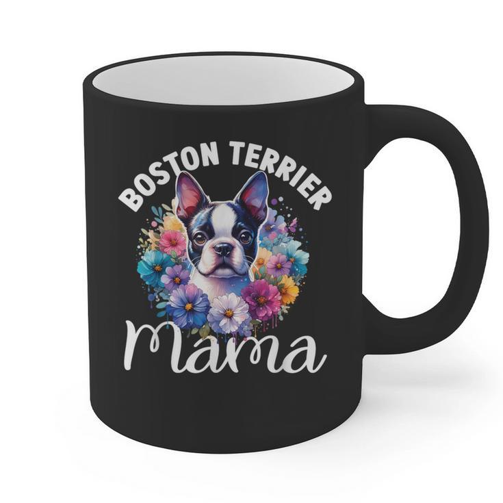 Watercolor Floral Boston Terrier Mama Dog Lover Mother's Day For Men Women Girls Kids Graphic Print Coffee Mug