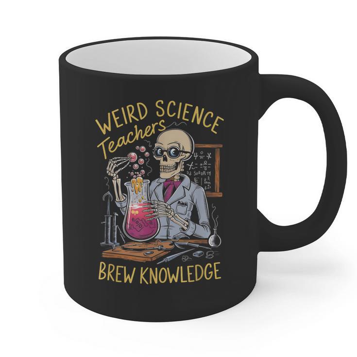 Weird Science Skeleton Halloween Teachers Brew Knowledge Graphic Print Coffee Mug