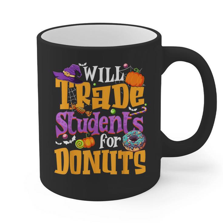 Will Trade Students For Donuts Halloween Teacher Graphic Print Coffee Mug