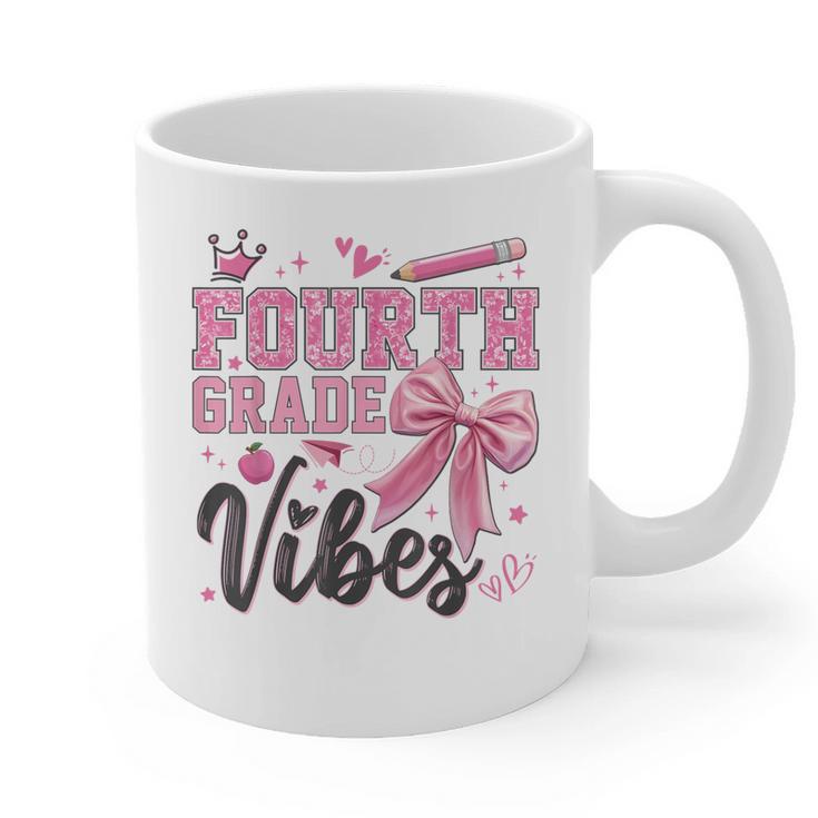 4th Fourth Grade Vibes Back To School Coquette Teacher Girl Graphic Print Coffee Mug