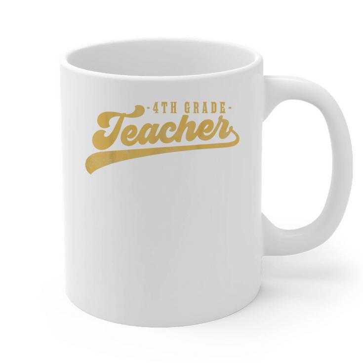 4th Grade Teacher Cute Vintage Graphic Fourth Grade Teacher Graphic Print Coffee Mug
