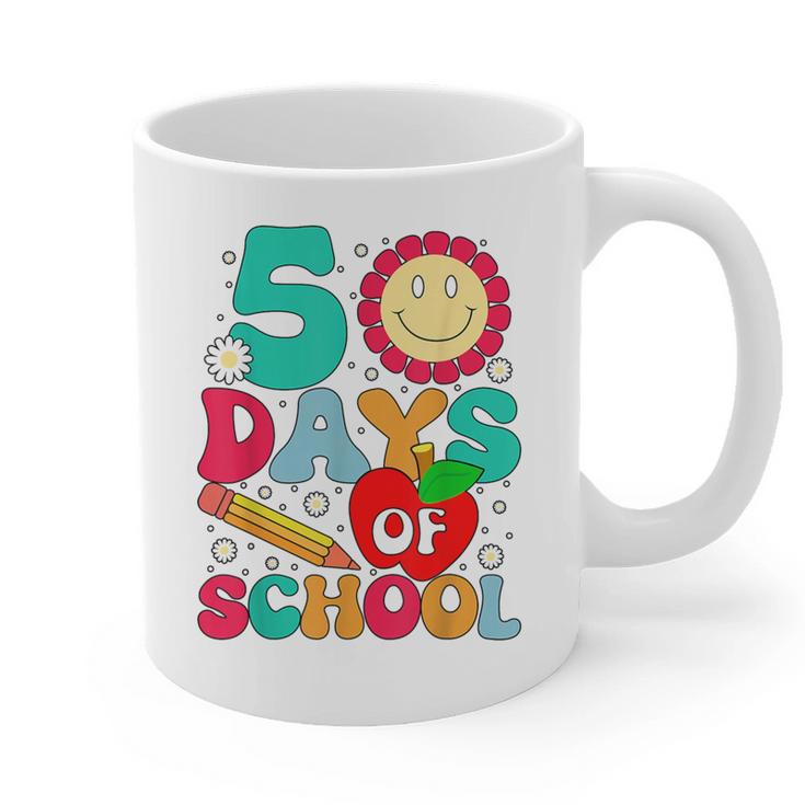 50 Days Of School Teacher Happy 50th Day Of School Kids Graphic Print Coffee Mug