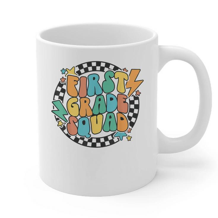 Back To School Groovy Teacher 1st First Grade Crew Squad Graphic Print Coffee Mug