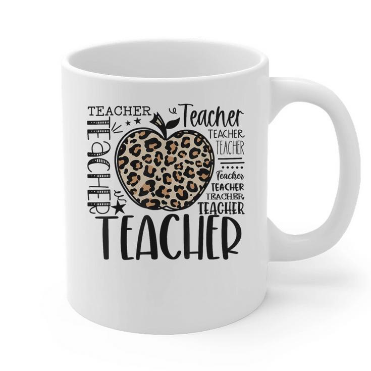 Back To School Teacher Life Apple Leopard Teacher Women Graphic Print Coffee Mug