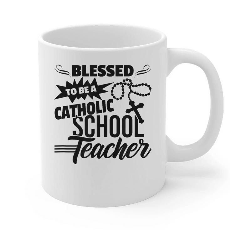 Blessed To Be A Catholic School Teacher Christian Teaching Graphic Print Coffee Mug