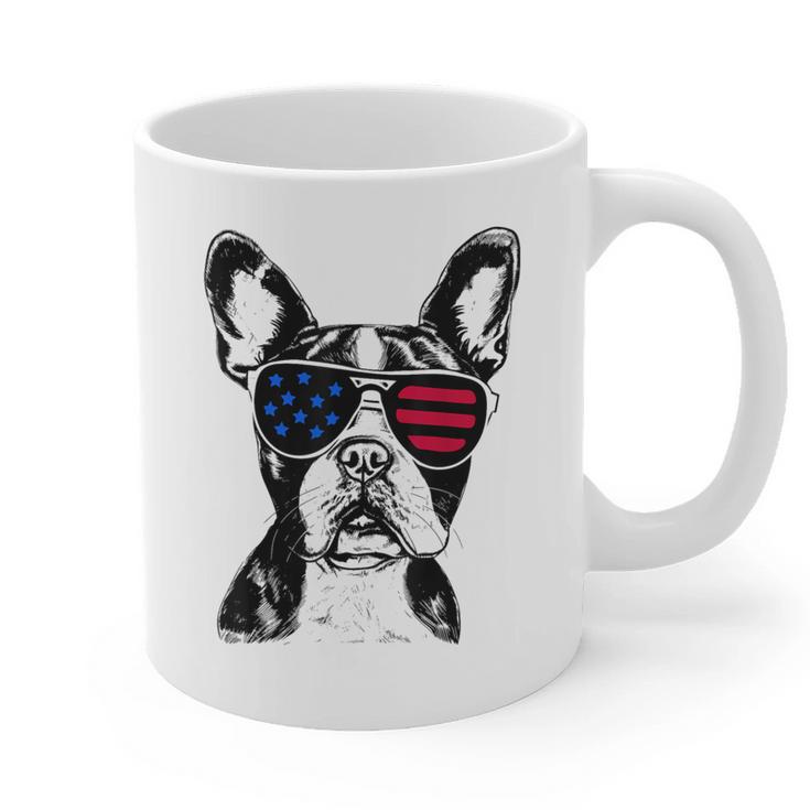 Boston Terrier Dog 4th July America USA Flag Men Women Kids Graphic Print Coffee Mug, Boston Terrier 4th Of July Gifts, trending gift