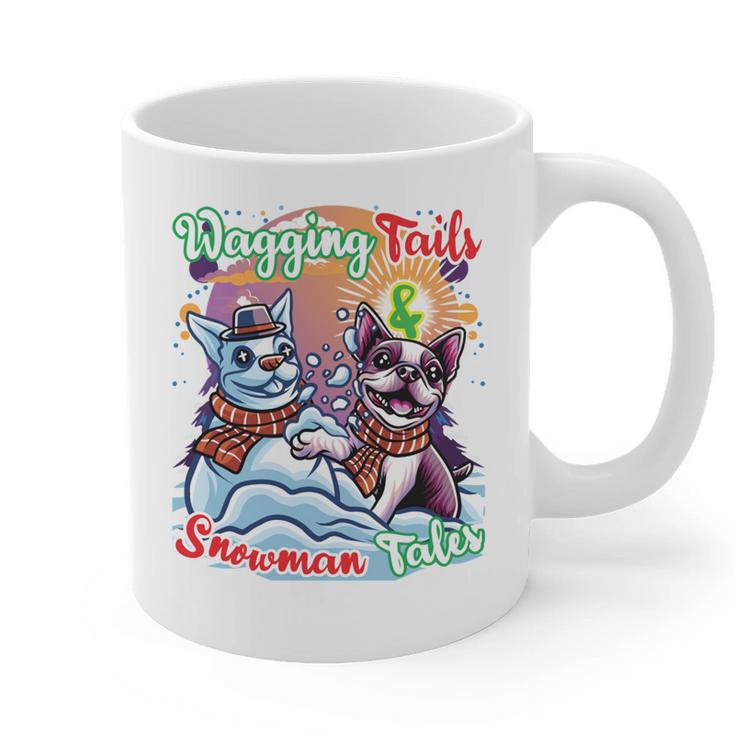 Boston Terrier Dog Christmas Snowman Winter Snow Graphic Print Coffee Mug, Boston Terrier Christmas Gifts, trending gift
