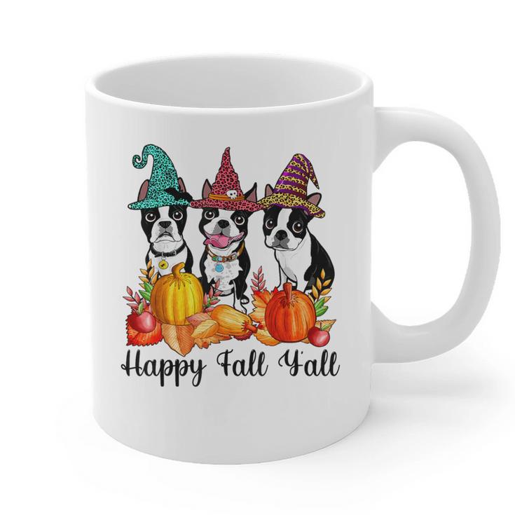 Boston Terrier Dog Lover Fall Ya'Ll Halloween Costume Men Women Graphic Print Coffee Mug, Boston Terrier Halloween Gifts, trending gift