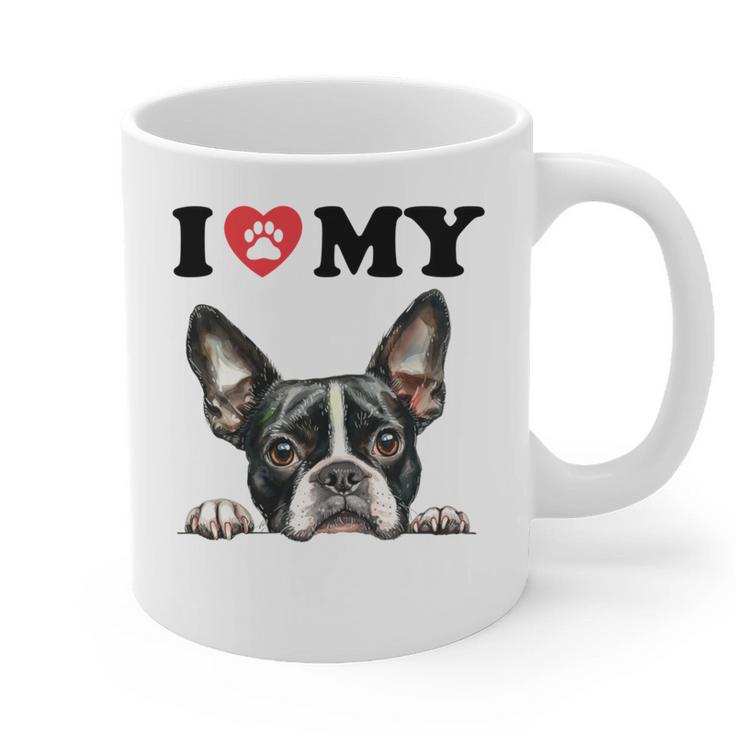 Boston Terrier I Heart My Dog Dog Lover Graphic Print Coffee Mug