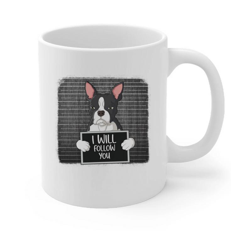 Boston Terrier Mug Shot Guilty Dog Graphic Print Coffee Mug