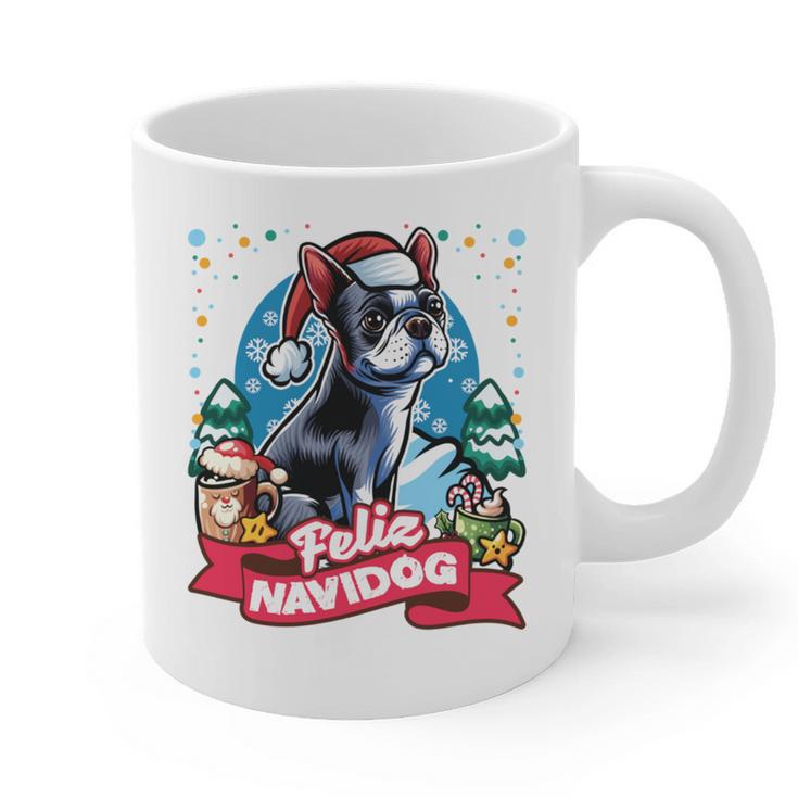 Boston Terrier Santa Claus Coffee Mug Merry Christmas Dogs Graphic Print Coffee Mug, Boston Terrier Christmas Gifts, trending gift