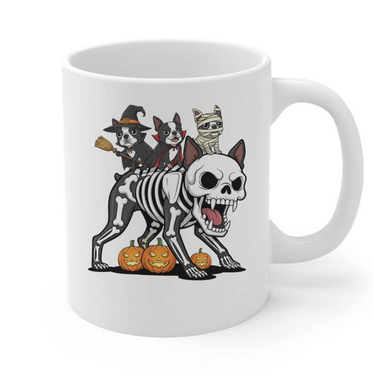 Boston Terrier Skeleton Mummy Witch Halloween Graphic Print Coffee Mug