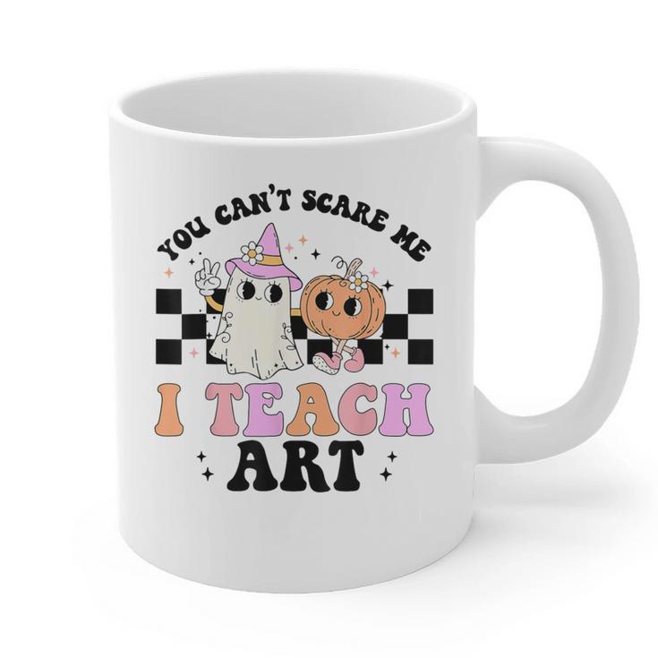 You Can't Scare Me I Teach Art Retro Teacher Ghost Halloween Graphic Print Coffee Mug
