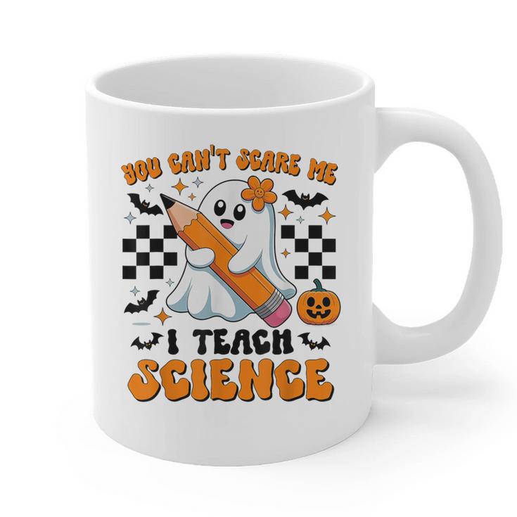 You Can't Scare Me I Teach Science Retro Teacher Halloween Graphic Print Coffee Mug