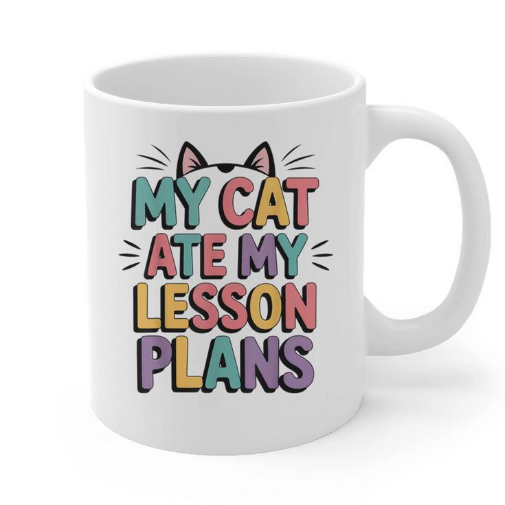 My Cat Ate My Lesson Plans Teacher Cat Humor Graphic Print Coffee Mug