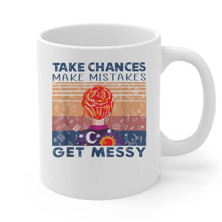 Take Chances Make Mistakes Get Messy Vintage Teacher Life Graphic Print Coffee Mug