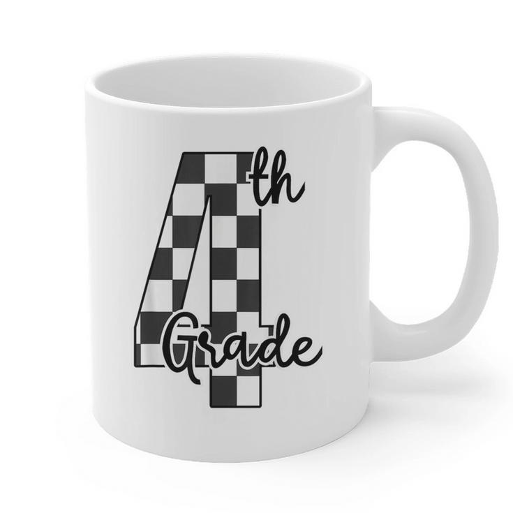 Checkered Fourth Grade Back To School Teachers Students Graphic Print Coffee Mug