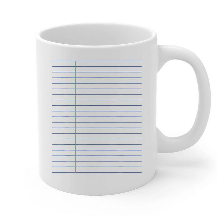 Colleged Ruled Paper Lined Writer Student Professor Teacher Graphic Print Coffee Mug