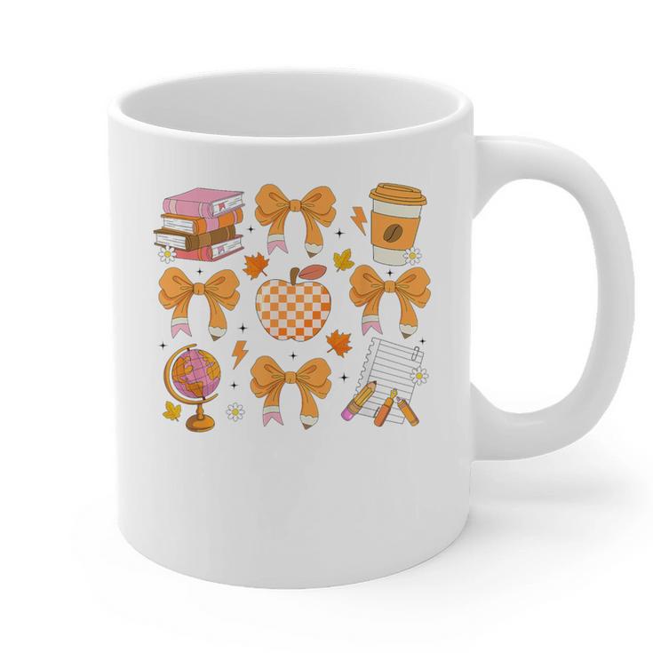 Coquette Bow Teacher Thanksgiving Fall Autumn Girls Women Graphic Print Coffee Mug