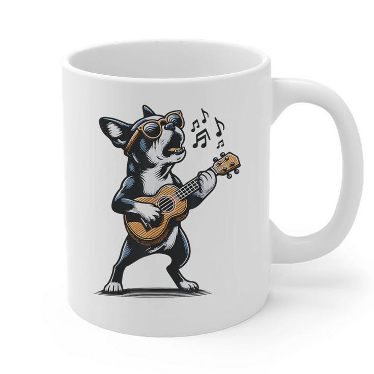 Dog Playing Guitar Singing Boston Terrier For Men Women Girls Kids Graphic Print Coffee Mug, trending gift