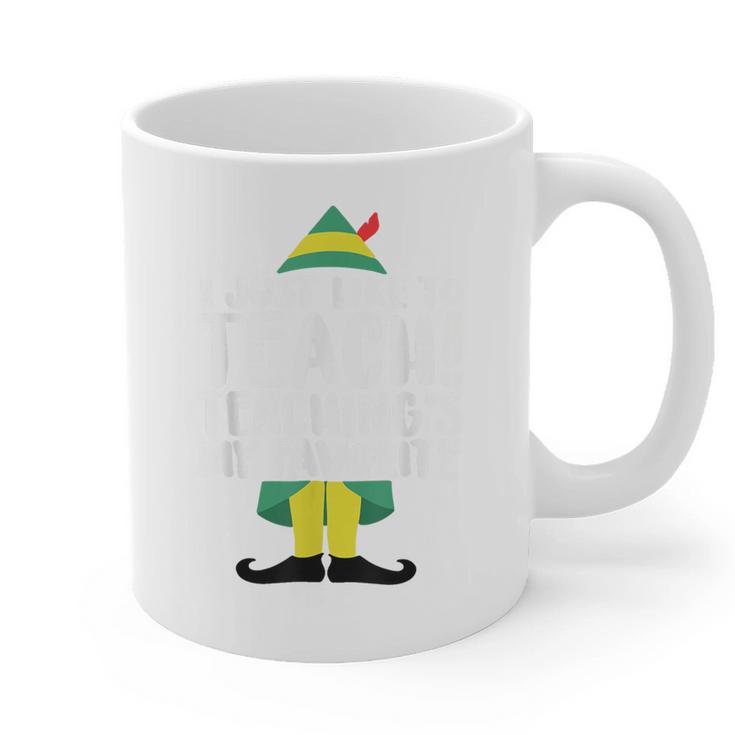 Duble2t I Just Like To Teach Teachings My Favorite Elf Teacher -Adults & -Kids Red Short Sleeve Graphic Print Coffee Mug