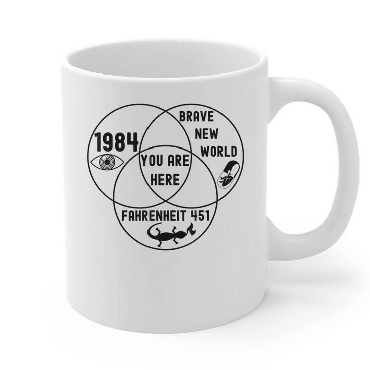 You Are Here Dystopian Venn Diagram English Teacher Bk Graphic Print Coffee Mug