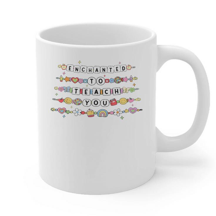 Enchanted To Teach You Friendship Bracelet Teacher Girl Kids Graphic Print Coffee Mug
