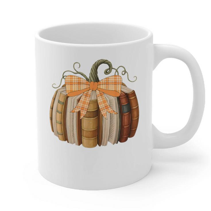 Fall Book Pumpkin Halloween Teacher Librarian Thanksgiving Graphic Print Coffee Mug
