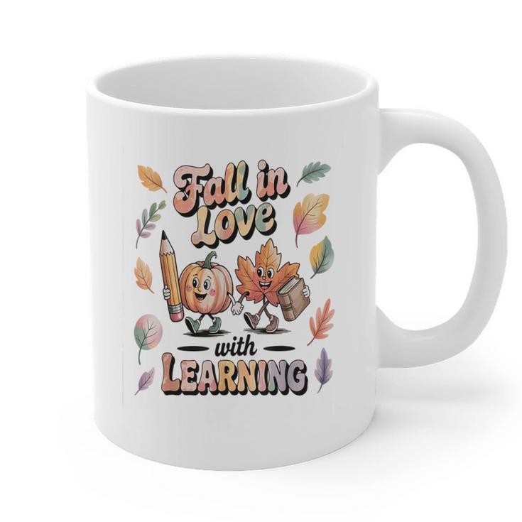 Fall In Love With Learning Teacher Autumn School Graphic Print Coffee Mug