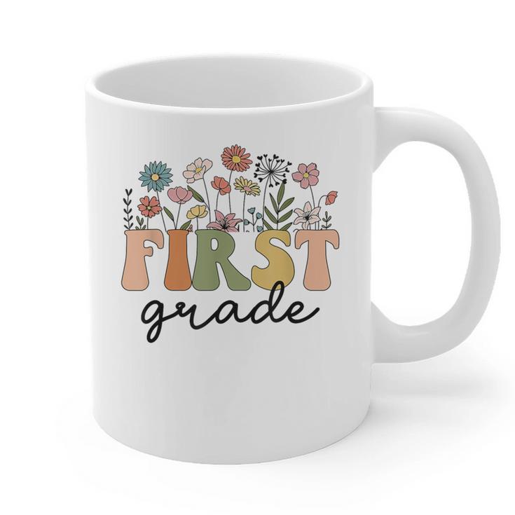 First Grade Teacher Wildflower Back To School Floral Outfits Graphic Print Coffee Mug