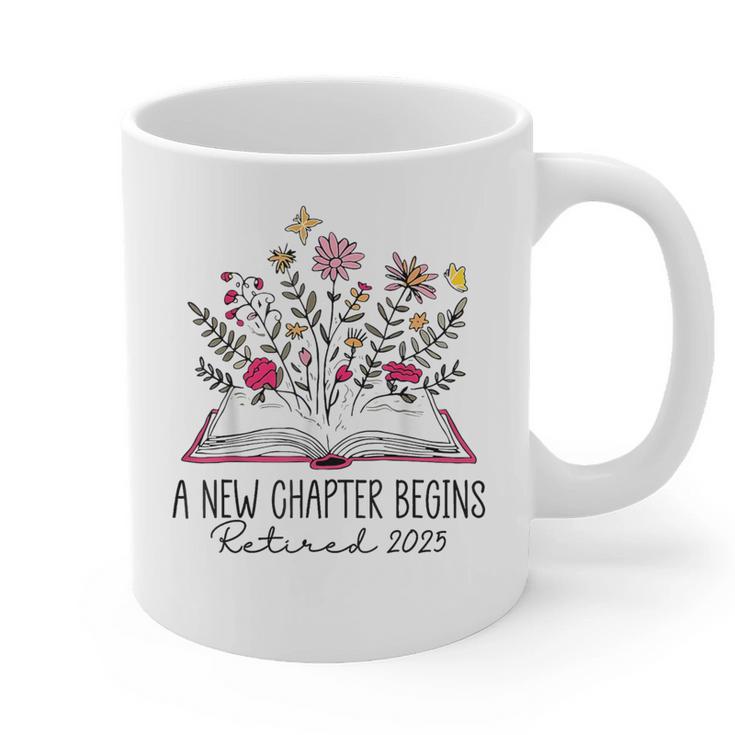 Floral Book a New Chapter Begins Retired Retirement Teacher Graphic Print Coffee Mug