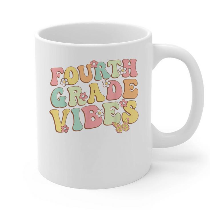 Fourth Grade Vibes Hello Team 4th Grade Teacher Kids Retro Graphic Print Coffee Mug