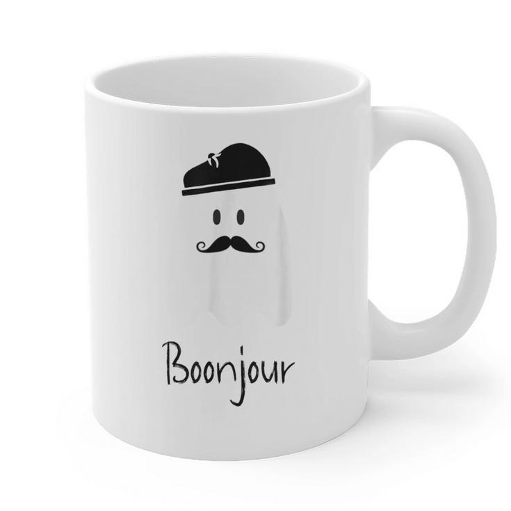 French Teacher Halloween Bonjour Ghost Graphic Print Coffee Mug
