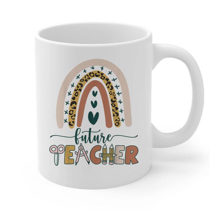 Future Teacher Boho Rainbow Leopard New Grad Student Graphic Print Coffee Mug