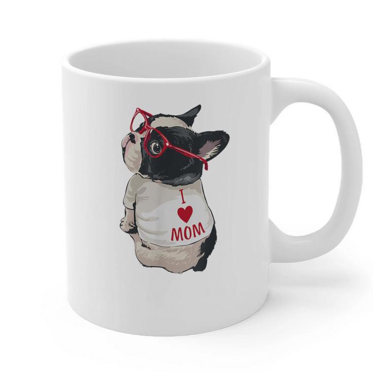 Girls I Heart Mom Love Mama Boston Terrier Dog Lover Graphic Print Coffee Mug, Couple Gifts, Mom Gifts, Boston Terrier Mom Gifts, trending gift