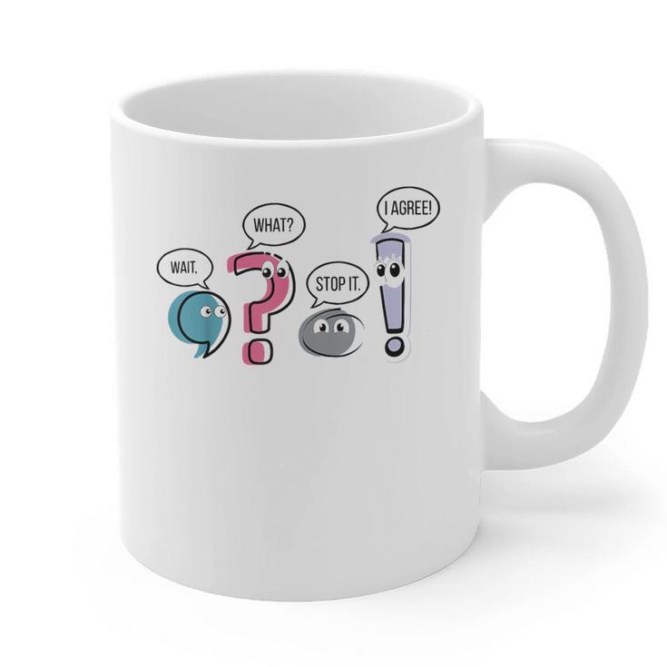 Grammar Teacher Punctuation English First Day Back To School Graphic Print Coffee Mug