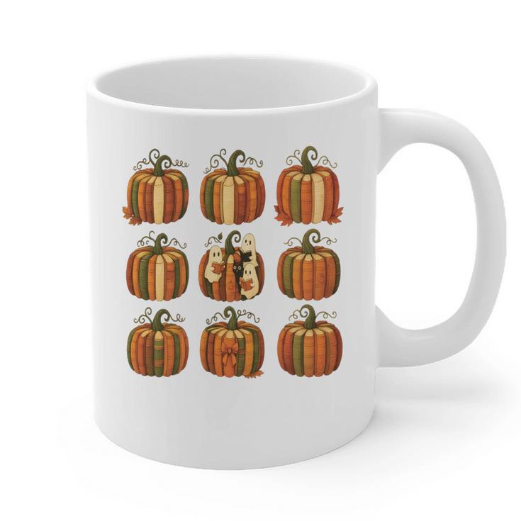 Halloween Teacher Fall Book Pumpkin Retro Reading Graphic Print Coffee Mug