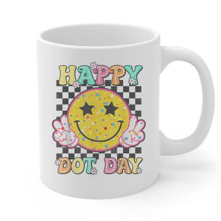 Happy Dot Day Hippie Flowers Smile Face Groovy Teacher Kids Graphic Print Coffee Mug