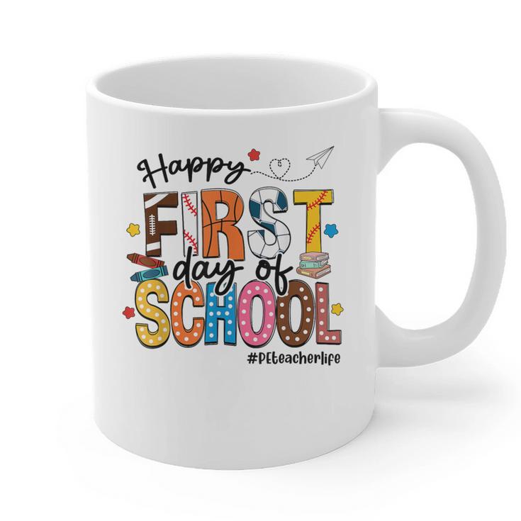 Happy First Day Of School PE Teacher Life Back To School Graphic Print Coffee Mug
