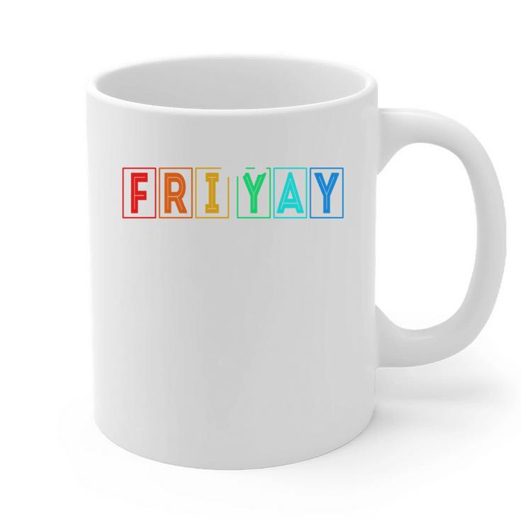 Happy Fri Yay Teacher Friday Graphic Print Coffee Mug
