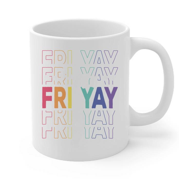 Happy Fri Yay Teacher Friday Saying Graphic Print Coffee Mug